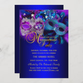 Lila & blau Masquerade Party laden ein Einladung (Vorne/Hinten)