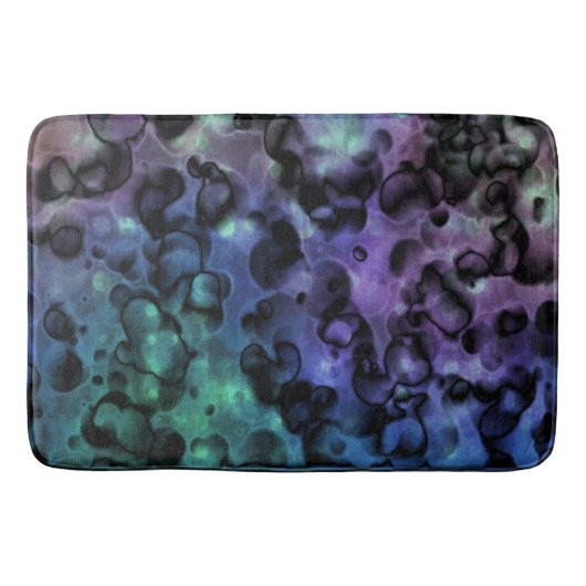 Lila Blau N Aquamarine Abstrakte Blasen Badematte (Vorderseite)
