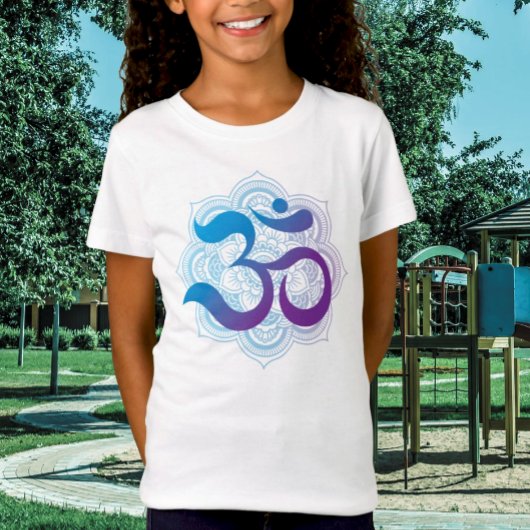 Lila & blau Om Symbol Mandala Blume Kinder T-Shirt