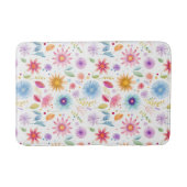 Lila Blau Rosa Boho Wildblume Badematte (Vorderseite)