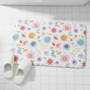 Lila Blau Rosa Boho Wildblume Badematte