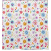 Lila Blau Rosa Boho Wildblume Duschvorhang (Vorderseite)
