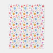 Lila Blau Rosa Boho Wildblume Fleecedecke (Vorderseite)
