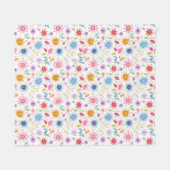 Lila Blau Rosa Boho Wildblume Fleecedecke (Vorderseite (Horizontal))
