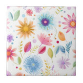 Lila Blau Rosa Boho Wildblume Fliese (Vorderseite)