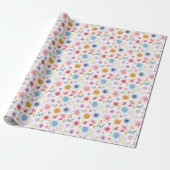 Lila Blau Rosa Boho Wildblume Geschenkpapier (Ungerollt)