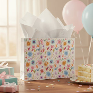 Lila Blau Rosa Boho Wildblume Große Geschenktüte