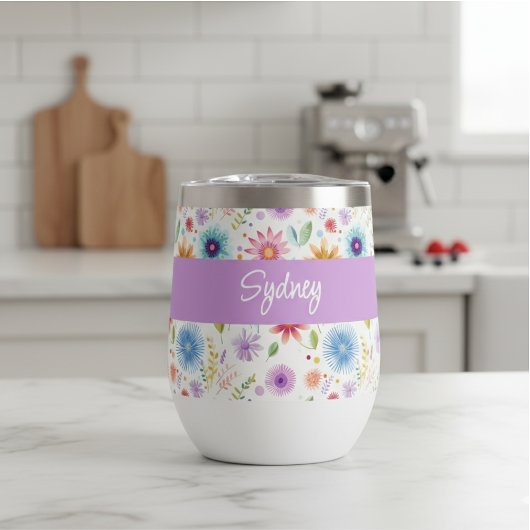 Lila Blau Rosa Boho Wildblume Personalisiert