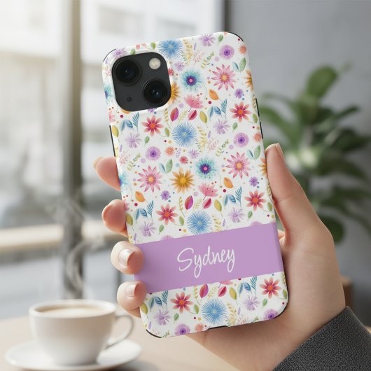 Lila Blau Rosa Boho Wildblume Personalisiert Case-Mate iPhone Hülle