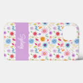 Lila Blau Rosa Boho Wildblume Personalisiert Case-Mate iPhone Hülle (Rückseite (Horizontal))