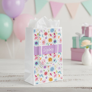Lila Blau Rosa Boho Wildblume Personalisiert Kleine Geschenktüte