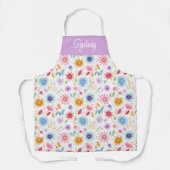 Lila Blau Rosa Boho Wildblume Personalisiert Schürze (Vorderseite)