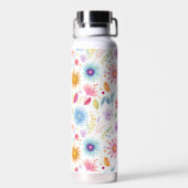 Lila Blau Rosa Boho Wildblume Trinkflasche (Rückseite)