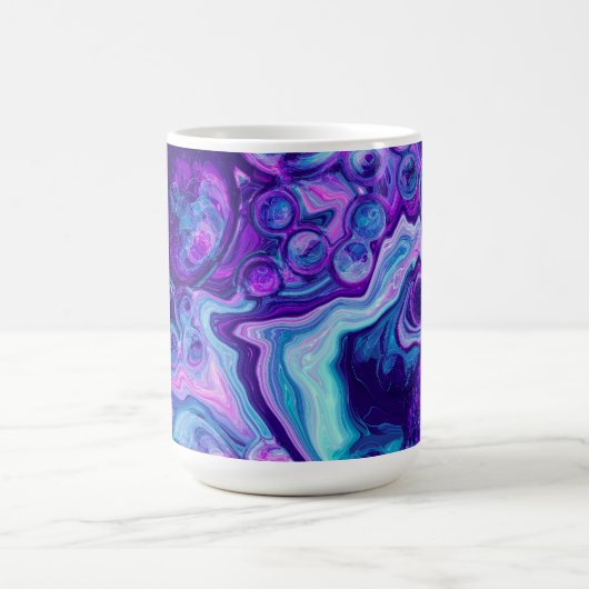 Lila, blau, rosa Bokeh Marmorflüssigkeit Kunst Kaffeetasse (Mittel)