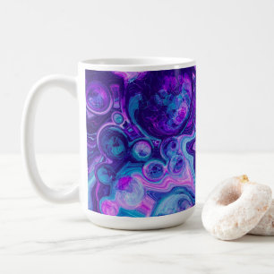 Lila, blau, rosa Bokeh Marmorflüssigkeit Kunst Kaffeetasse