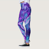 Lila, blau, rosa Bokeh Marmorflüssigkeit Kunst Leggings (Links)