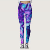 Lila, blau, rosa Bokeh Marmorflüssigkeit Kunst Leggings (Vorderseite)