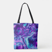 Lila, blau, rosa Bokeh Marmorflüssigkeit Kunst Tasche (Rückseite)