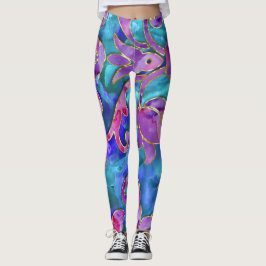 Lila blau-rosa-farbenes Damaskus-Design Leggings