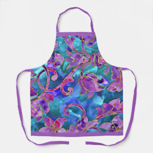 Lila blau-rosa-farbenes Damaskus-Design Schürze