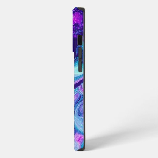 Lila, blau, rosa Marmor Bokeh Fluid Art iPhone Hülle (Linke Seite)