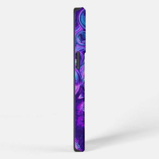 Lila, blau, rosa Marmor Bokeh Fluid Art iPhone Hülle (Rechte Seite)