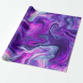Lila, blau, rosa Marmorflüssigkeit Geburtstag Geschenkpapier