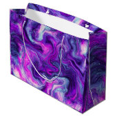Lila, blau, rosa Marmorflüssigkeit Geburtstag Große Geschenktüte (Rückseite Schrägansicht)