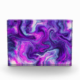 Lila, blau, rosa Marmorflüssigkeit Kunst Fotoblock
