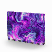 Lila, blau, rosa Marmorflüssigkeit Kunst Fotoblock (Rechts)