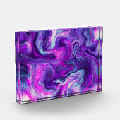 Lila, blau, rosa Marmorflüssigkeit Kunst Fotoblock (Links)
