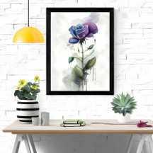 Lila & blau Rose Botanische Wasserfarben Kunst, Di
