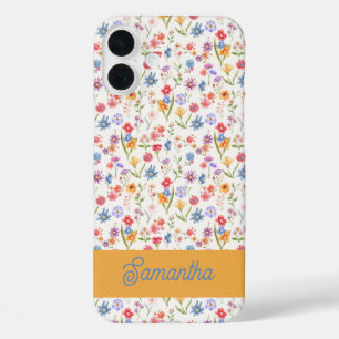 Lila Blau Rotes Wasserfarben-Monogramm Name iPhone 16 Plus Hülle
