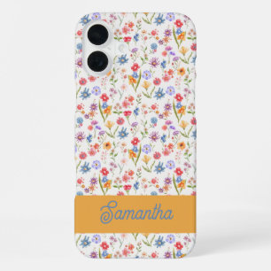 Lila Blau Rotes Wasserfarben-Monogramm Name iPhone 16 Plus Hülle