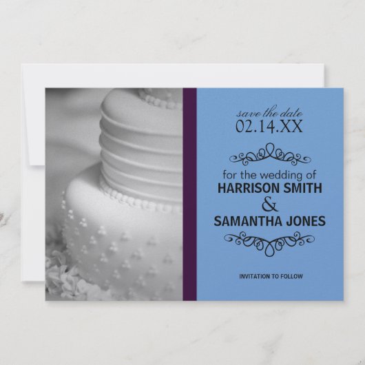 Lila & blau Save the Date Hochzeitsankündigungen Einladung (Vorderseite)