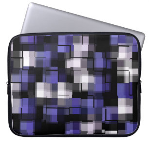 Lila Blau Schwarz-weiß Modernes Muster Laptopschutzhülle
