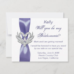 Lila Blau Silber Schwäne Brautjungfer Karte