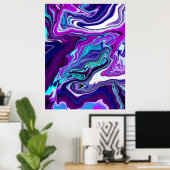 Lila, blau und Aquamarin Abstrakt Moderne Kunst Poster (Heimbüro)
