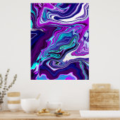 Lila, blau und Aquamarin Abstrakt Moderne Kunst Poster (Küche)