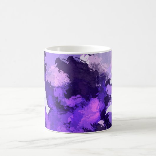 Lila Blau und Coole Abstrakte Formen mit Big Lette Kaffeetasse (Mittel)