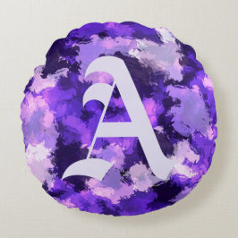 Lila Blau und Coole Abstrakte Formen mit Big Lette Rundes Kissen