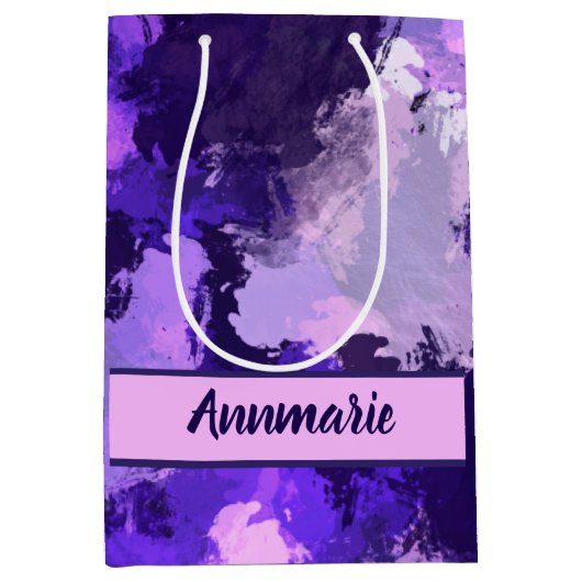 Lila Blau und Coole Abstrakte Formen Mittlere Geschenktüte (Vorderseite)