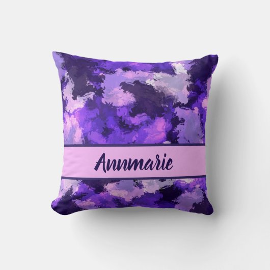 Lila Blau und Coole Abstrakte Formen Muster Kissen (Vorderseite)