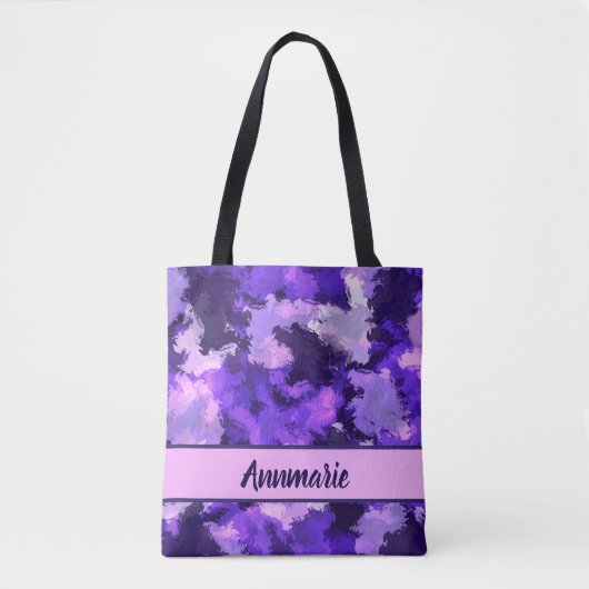 Lila Blau und Coole Abstrakte Formen Muster Tasche (Vorderseite)