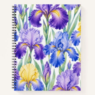 Lila Blau und Gelbe Schwertlilie Florales Notizbuc Notizblock