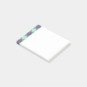 Lila Blau- und Grüne Raute Kariert Post-it Klebezettel (angewinkelt)