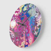 Lila, blau und rosa Digitale Moderne Abstrakt Große Wanduhr (Winkel)