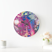 Lila, blau und rosa Digitale Moderne Abstrakt Große Wanduhr (Zuhause)