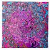 Lila, blau und rot Abstrakter Retrowirbel Fliese (Vorderseite)