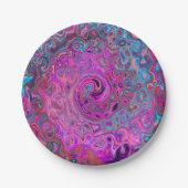 Lila, blau und rot Abstrakter Retrowirbel Pappteller (Vorderseite)